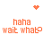Pixelated orange text and symbols on white background with animated heart and starburst elements.