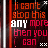 Pixelated text in red and white on dark background with vertical stripes, reading "i can't stop this any more then you i can".