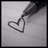 Black-and-white pixelated image showing a hand drawing a heart with a pen on textured paper, accompanied by text fragments "someone please..." and "stop me."