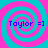 Four identical spiral patterns with alternating cyan and magenta colors, each containing the text "Taylor =]" in blue pixelated font.