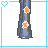 Pixel art of character and text elements with a central figure in various poses and expressions, including closed eyes and a neutral face, alongside text fragments like 'love' and 'my' in different styles