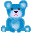 Four pixelated blue teddy bear frames arranged in a 2x2 contact sheet showing different expressions and poses with gray background transparency.