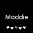 Two side-by-side pixelated displays of the name 'Maddie' above of heart symbols with one grayed-out heart in each