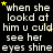 A black background displays repeated white text reading 'when she lookd at him u cud see her eyes shine' with yellow stars scattered throughout.