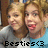 Two people with light brown hair pose closely together, one in a white top and the other in blue, with 'Besties<3' text at bottom.