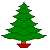 Static pixel art of a green Christmas tree with white accents on gray background, next to green text reading 'Original Icons .com' on dark green background.