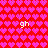 Red background filled with repeating pink heart shapes, four instances of the text 'gh' in light yellow positioned at top-left, top-right, bottom-left, and bottom-right.