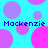 Pixelated blue background with overlapping pink and purple circles, two instances of 'Mackenzie' text in blue pixel font.