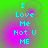 Pixelated cyan text on a green-to-purple gradient background arranged in four quadrants with identical content.