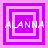 Four purple and pink square frames with 'ALANNA' text, each frame showing different nested square layers in a