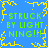 Blue background with yellow pixelated border and central lightning bolt, green text repeating 'STRUCK BY LIGHTNING!!!' in four quadrants.