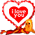 A pixelated animated buddy icon featuring a heart-shaped sign and a cartoon character on a gray background, with green text branding on the right side.