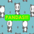 Pixelated panda icons in various poses on a light blue background with green text reading 'FANDAS!!!' overlaid.