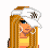 Pixel art of a female character with blonde hair wearing a white cap, yellow top, and blue jeans with yellow accents.