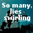 Four- of pixelated text over a blue background with silhouetted figures, each displaying different white text fragments