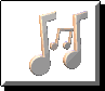 Animated sequence of musical notes in varying positions on a gray background with subtle shading.