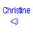 Pixelated text 'Christine' appears in blue, pink, and purple with a heart symbol below each instance on white backgrounds.