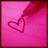 Pixelated pink heart drawn on pink background with text expressing conflicted feelings about moving on and lying.