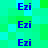 Blue text 'Ezi' repeated in a pattern on a green and cyan pixelated background