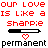 Static pixel art icon featuring red and black text with a Sharpie marker graphic, heart symbol, and the word 'permanent' in lowercase.