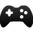 Black pixelated game controller icon with white directional pad and four circular buttons on a gray background.
