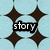 Light blue background with repeating dark brown diamond shapes, overlaid text reading 'story of my LIFE!!!' in black and white.