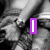 Black-and-white photo of two people in close embrace with one person's arm around the other's shoulder, overlaid with a purple vertical bar and a red heart symbol.
