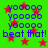 Green background with red stars and blue text repeating 'yooooo' and 'beat that!' in a pattern