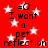 Red background with white stars and black text reading "=O I want a pet reflection" in four repeated sections.
