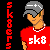 Pixelated character in red shirt with 'sk8' text, gray cap, and necklace; repeated across with alternating 'are hot' text colors