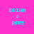 Four identical pixelated text layouts on pink background with cyan 'BRIAN = BFF!!' and yellow rectangular overlays in different positions.