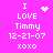 Pixelated pink background with white text reading 'I LOVE Timmy 12-21-07 xoxo' and two distinct animated symbols replacing static elements across observations.