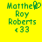 Green pixelated text on bright yellow background shows 'Matthew Roy Roberts' with heart symbol and '<33' in two side-by-side frames.