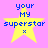 Yellow star with blue text 'your MY superstar' and small blue 'x' on pink background, four identical static frames.