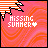 Pixelated icon with pink and orange wavy background, white text 'MISSING SUMMER' with heart symbol, striped hand graphic in top-left corner.