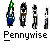 Animated contact sheet of Pennywise-themed buddy icons showing character sprites and circular symbols across 10 sampled frames on a gray background.