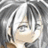 Pixelated anime-style character with light-colored hair and closed eyes, wearing a dark outfit against a gray background.