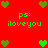 Red background with green pixelated hearts and repeated 'ps: iloveyou' text in green pixelated font.