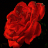 A static 48x48 pixel buddy icon featuring a red rose with visible pixelation and dithering against a black background.