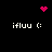 Pixel art animation featuring pink heart and starburst icons above repeated 'ifluu :' text on black background.