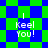Green and blue checkered background with white text reading "I Keel You!" in four identical quadrants.