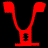 Two red animated frames of a stylized Y-shaped icon with black numerals on a transparent background.