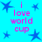 Blue star shapes scattered across a bright cyan background with pink text reading "i love world cup" in four quadrants.