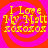 Yellow text on a pink and red spiral background reads "I Love My Natt xoxoxox" in four identical quadrants.