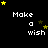 Pixelated text 'Make a wish' with yellow and brown stars on black background, showing animation changes in star positions across frames.