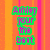 Four distinct pixelated display text and patterns: orange stripes with green/pink text, vertical pink/black stripes, colorful circles on white, and hearts with green/pink text