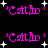 Pixelated pink text 'Cattbo' with white stars on black background, animated with star positions shifting across frames.