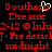 Red pixelated text on black background with a white heart symbol replacing the 'o' in 'Southern' in the top-left text block.