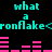 Pixelated cyan text and pink bar graphs on black background, with repeated 'what a ironflake' phrases and animated bar graph changes.