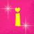 Yellow text and heart symbols on a pink background with white sparkles, arranged in four quadrants.